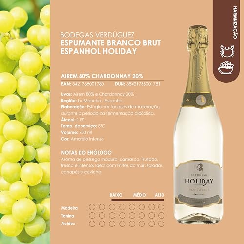 Holiday Espumante Branco Brut Espanhol 750Ml