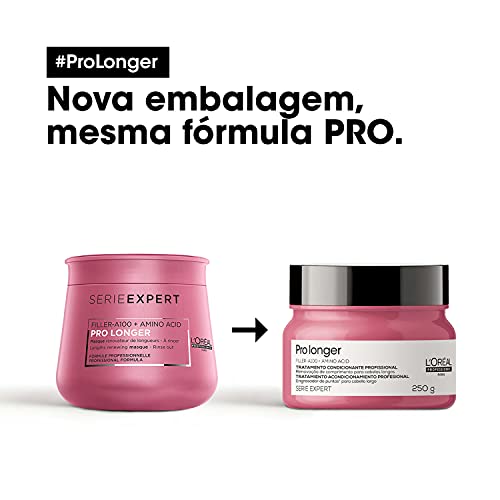 L'Oréal Professionnel Máscara de Tratamento Pro Longer, Reduz a Quebra e a Aparência de Pontas Duplas, Adiciona Suavidade e Brilho, Para Cabelos Finos e com Afinamento, 250g