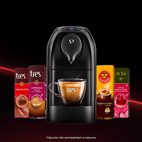 Cafeteira Espresso Três, Passione, Preta, 220V, 3 Corações