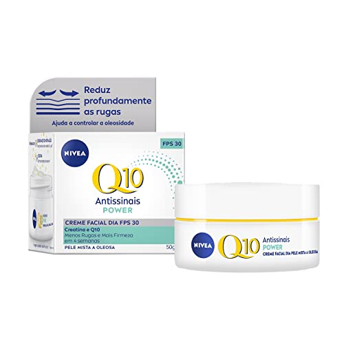 NIVEA Creme Facial Antissinais Q10 Power Dia FPS 30 Pele Mista a Oleosa 50g - Reduz rugas e linhas de expressão, hidrata intensivamente e ajuda a controlar o brilho da pele