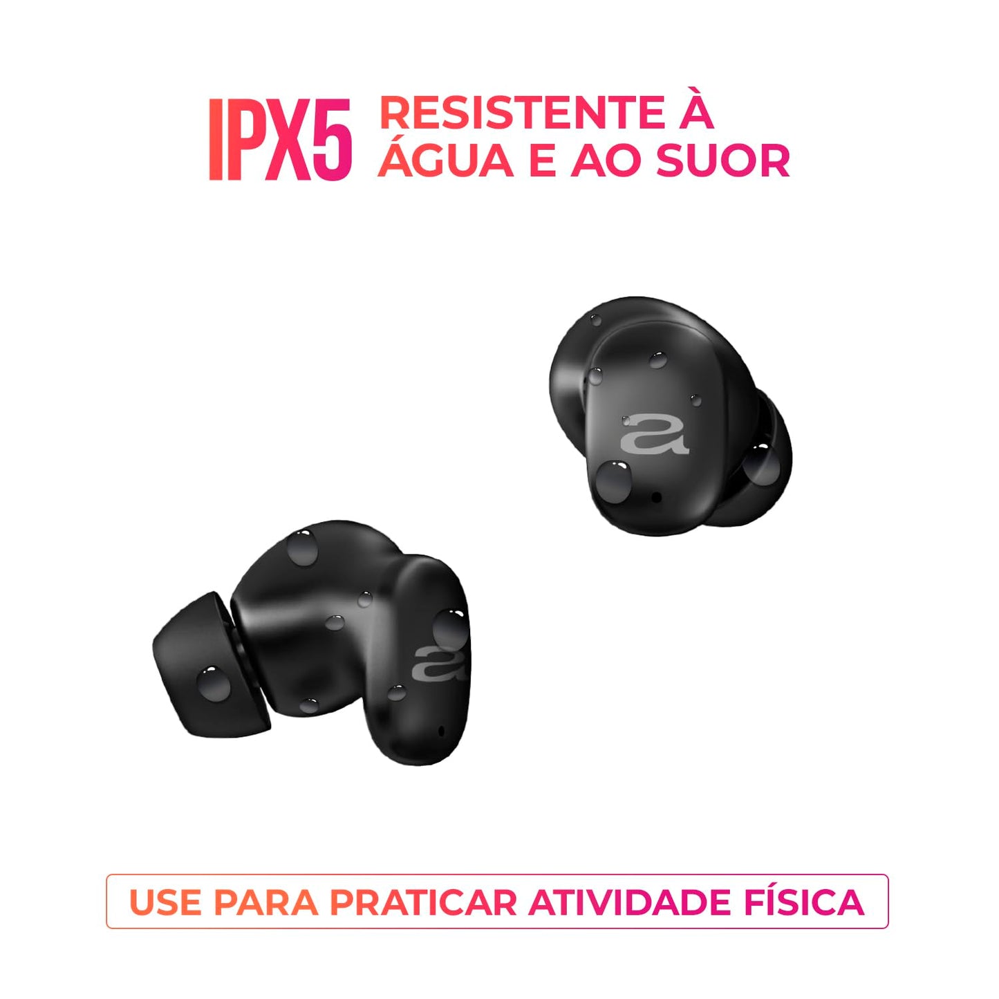 Aiwa, Fone de Ouvido Sem Fio, Bluetooth 5.3, TWS, ANC Ativo, Modo Ambiente e ENC, IPX5, 24 Horas totais de Bateria, Carregamento Rápido, EB-03