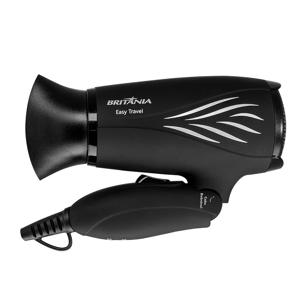 Secador de cabelo, Easy travel, 800w, Preto, Bivolt, Britânia