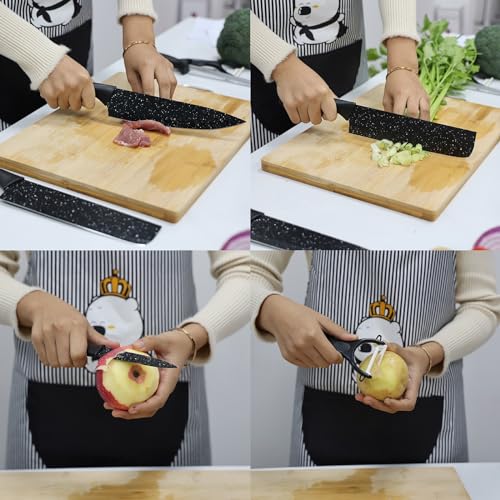 Conjunto de Facas 8 acessórios para Churrasco Cozinha de Aço Inox LUMAI Kit Completo do Chef com Facas Amolador Garra de Carne (Preto Granulado)