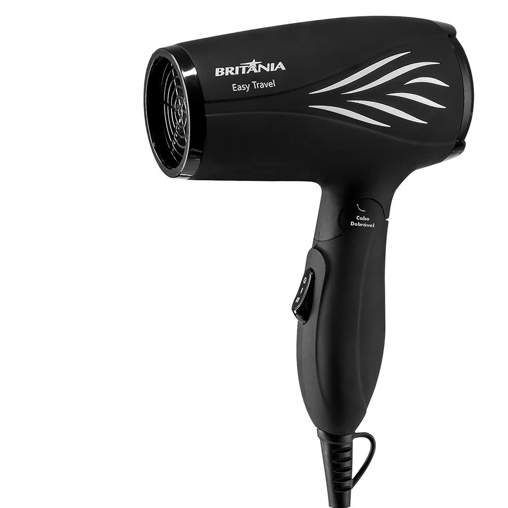 Secador de cabelo, Easy travel, 800w, Preto, Bivolt, Britânia