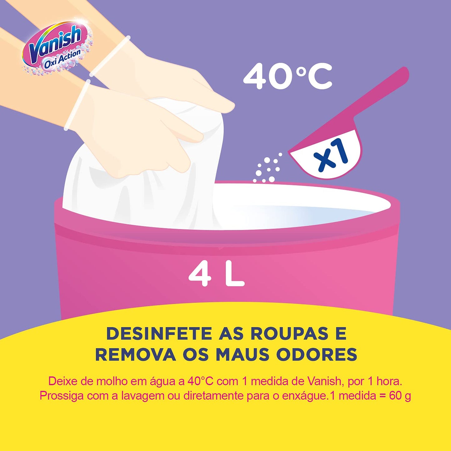 Vanish Tira Manchas Em Pó Crystal White Oxi Action 450G Para Roupas Brancas