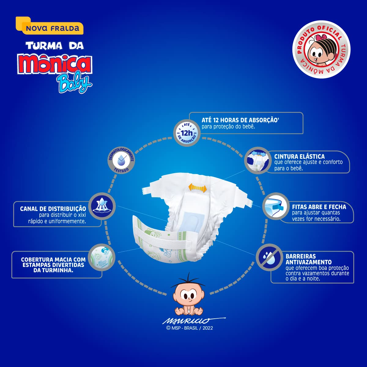 Fralda Turma da Mônica Baby Jumbo RN 36 Unidades
