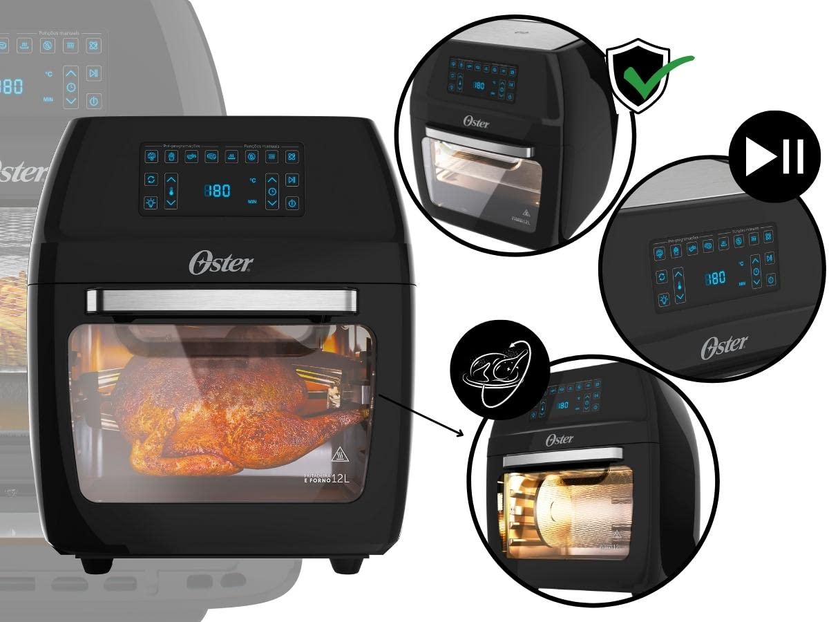 Oster OFRT780 - Fritadeira forno 3 em 1, 127V, 1800 W, Preto