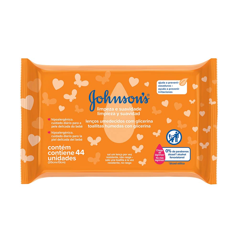 Johnson's Baby Lenços Umedecidos Limpeza e Suavidade,44un
