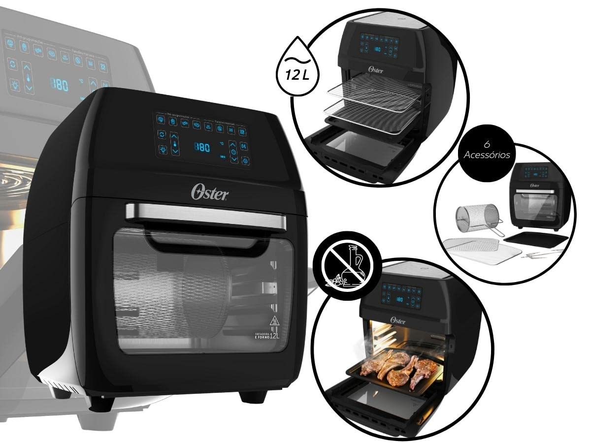 Oster OFRT780 - Fritadeira forno 3 em 1, 127V, 1800 W, Preto