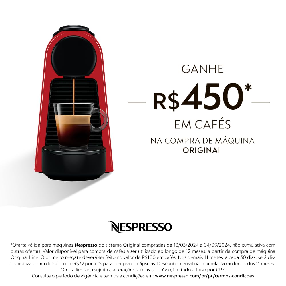 Nespresso Essenza Mini Cafeteira 110V, máquina de café Espresso compacta para casa, máquina de cápsula/cápsula elétrica automática (vermelha)