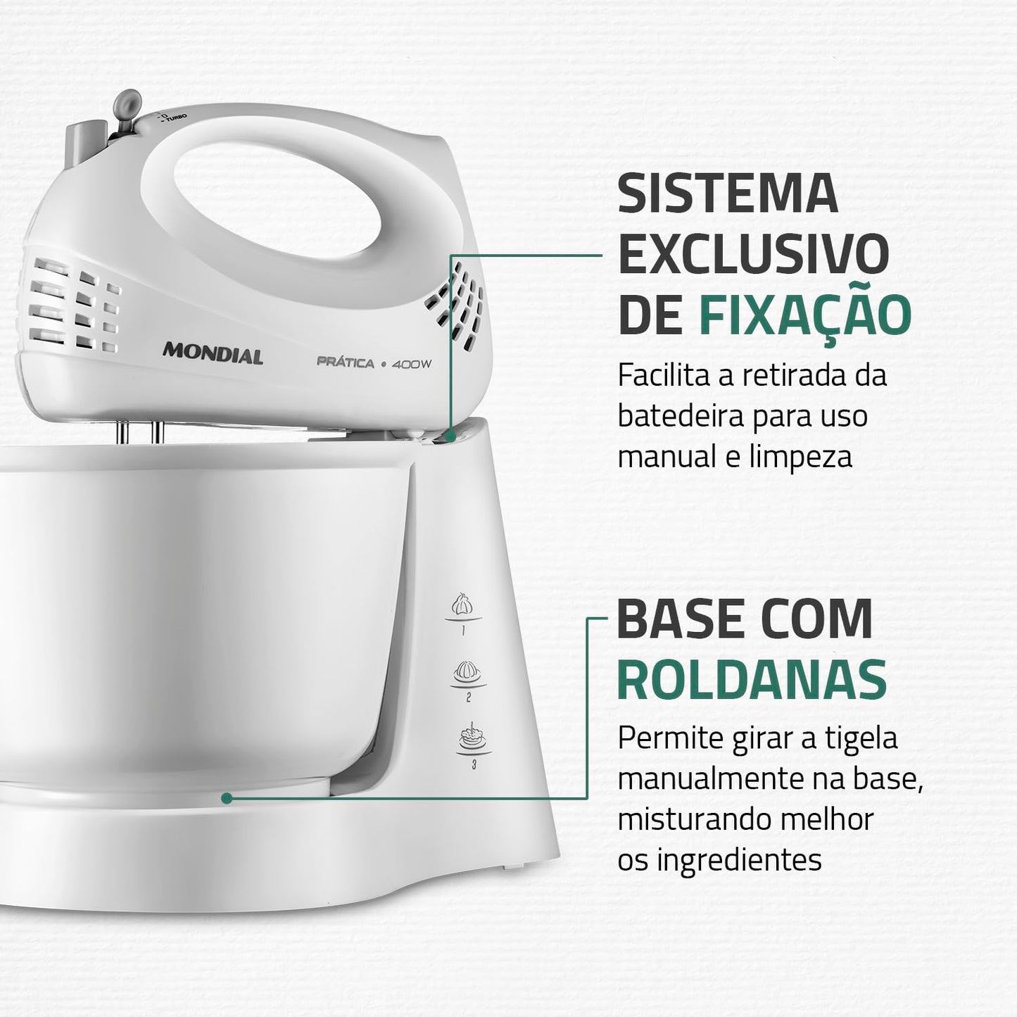 Batedeira Prática, Mondial, Branco, 400W, 110V - B-44-W
