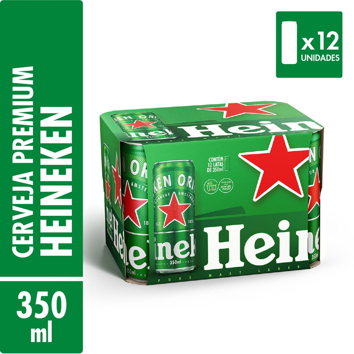 Heineken Cerveja Sleek Lata 350ml Pack 12 Unidades