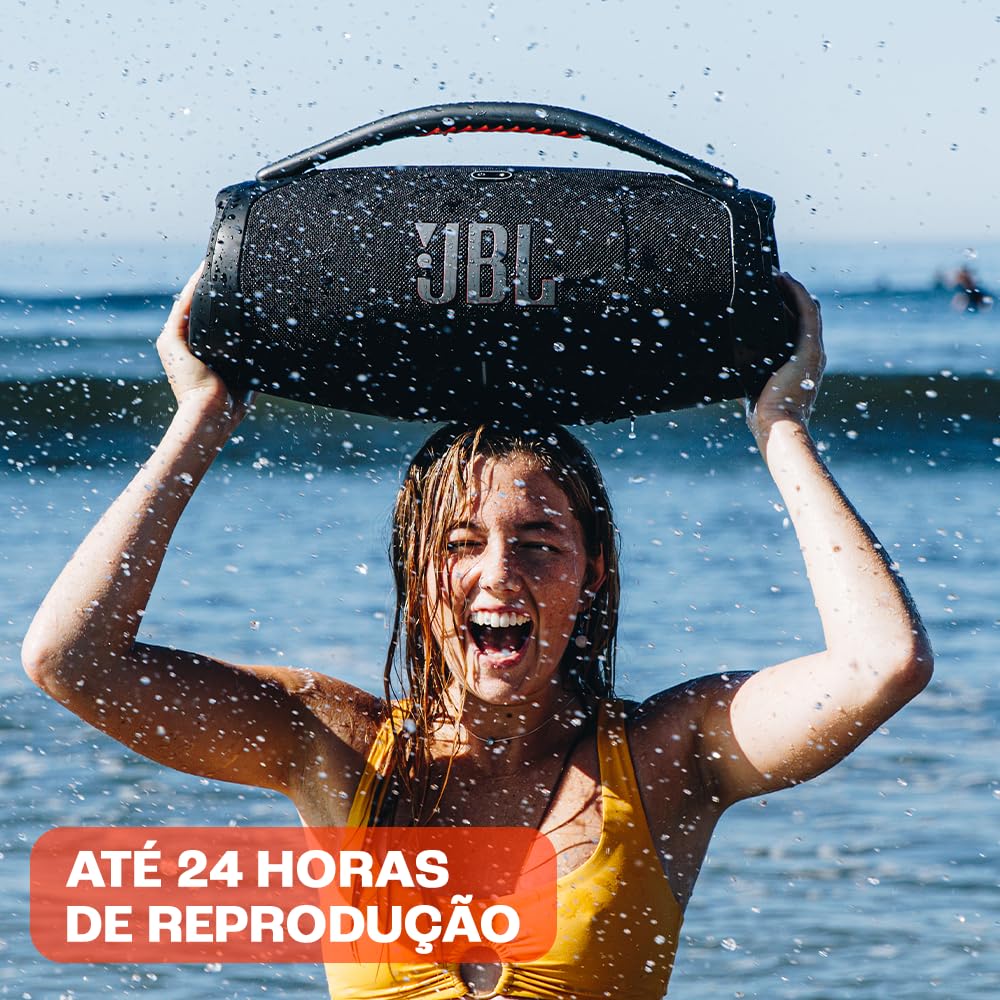JBL Caixa de Som, Boombox 3, Bluetooth, À Prova D'água e Poeira - Preto