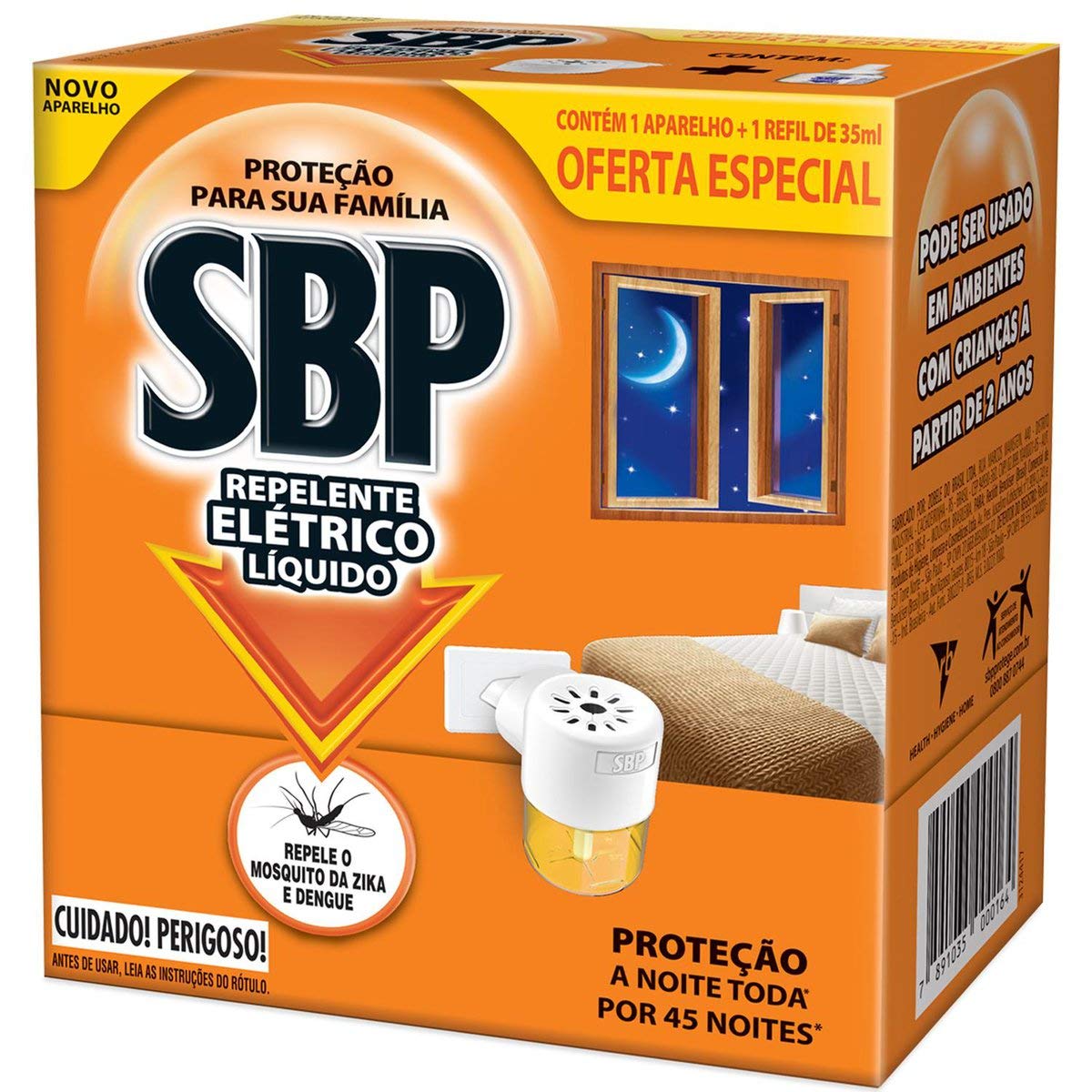 SBP Repelente Elétrico Líquido 45 Noites Novo Aparelho + Refil
