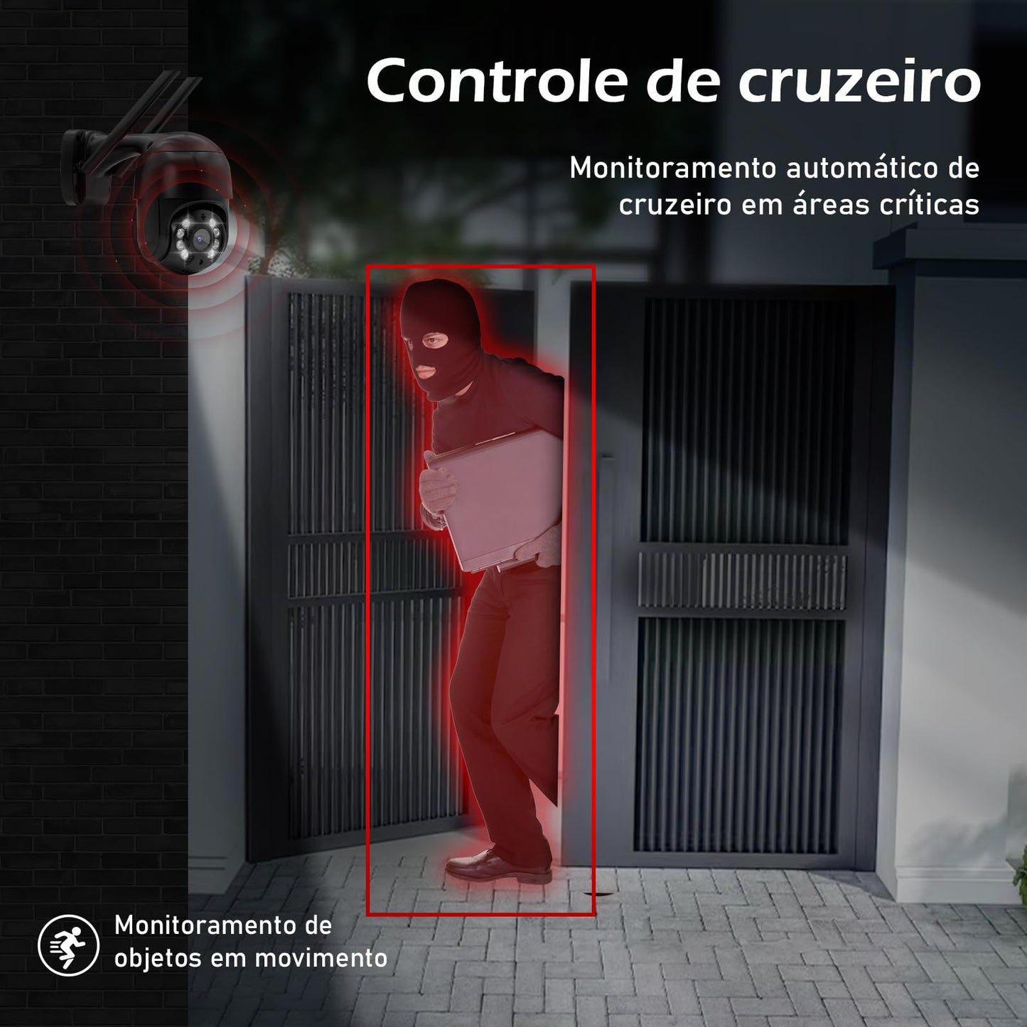 Câmera IP Sem Fio de Segurança Externa HD, Câmera Doméstica Inteligente de Visão Noturna Infravermelha Sem Fio, IP66 à Prova d'água e à Prova de Poeira, Chamada de Voz Bidirecional, Preto