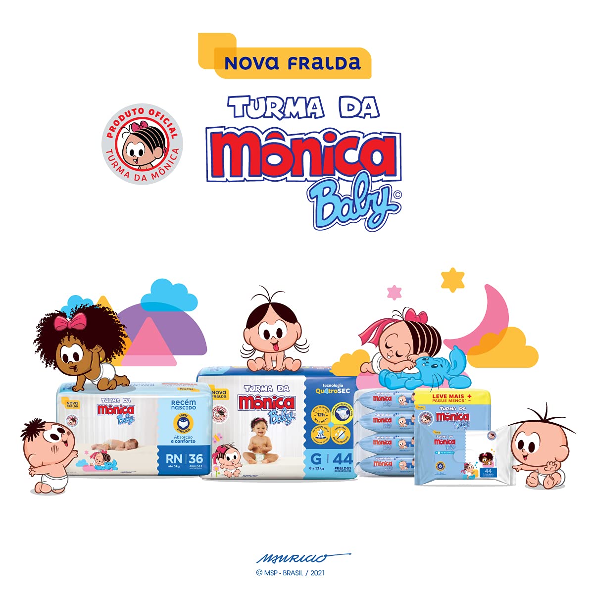 Fralda Turma da Mônica Baby Jumbo RN 36 Unidades
