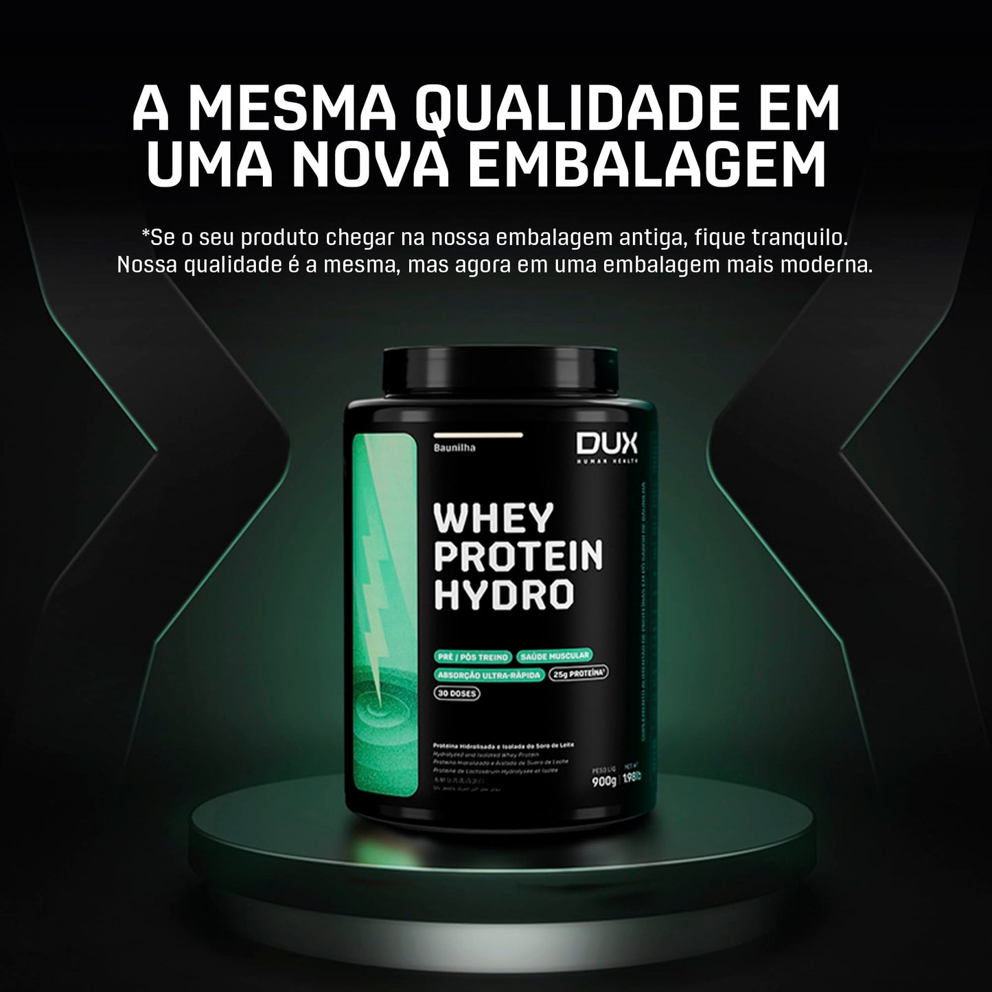 Whey Protein Hydro Baunilha Pote 900g – Absorção Rápida – Ganho Muscular – Baixo Teor de Lactose – Dux Human Health