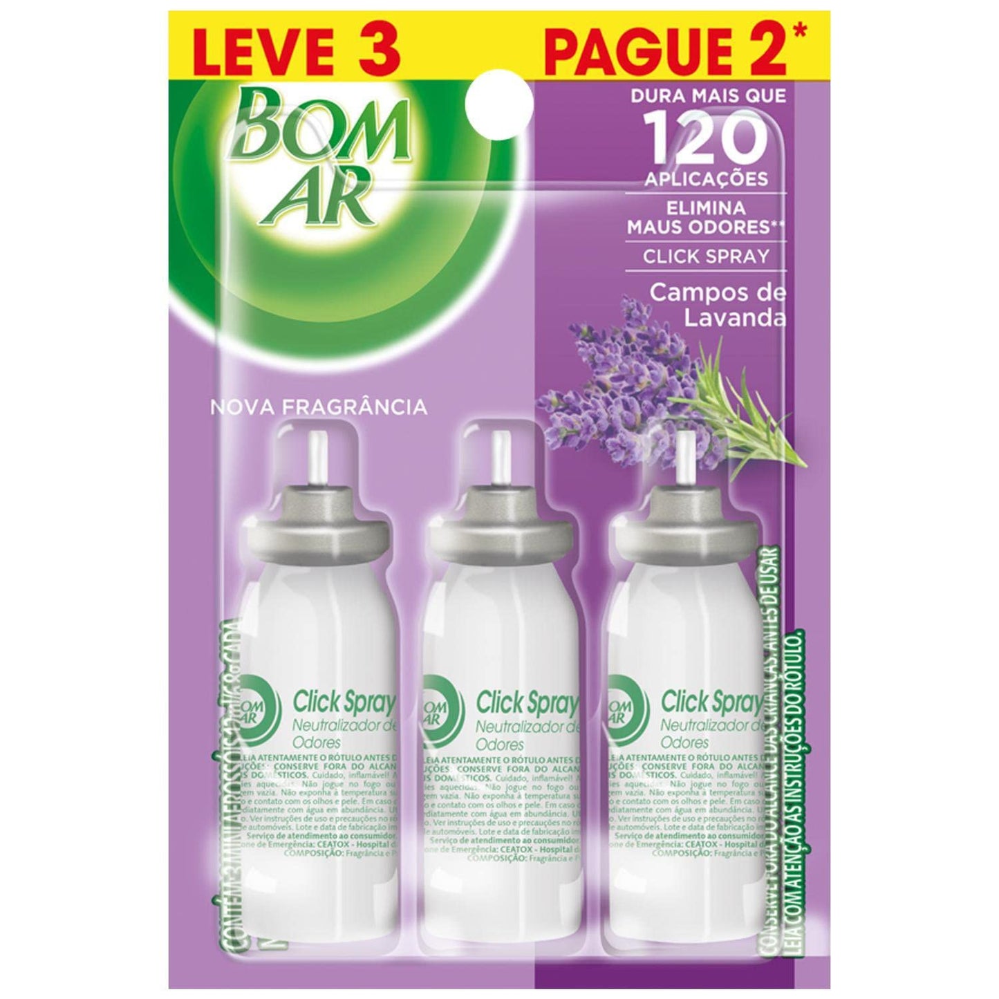 Air Wick Aromatizador Bom Ar Click Spray Refil Leve 3 Pague 2 Campos De Lavanda