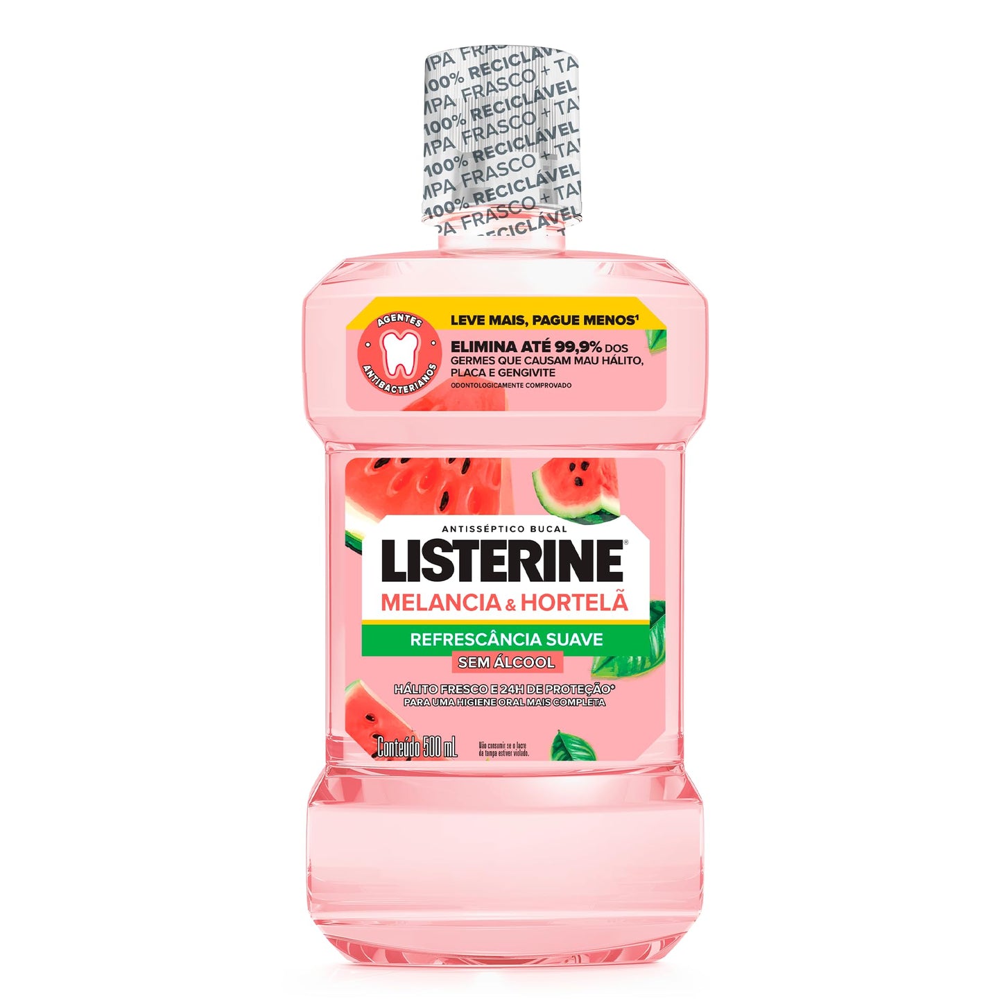 LISTERINE® Melancia & Hortelã Enxaguante Bucal Sem Álcool, 500mL