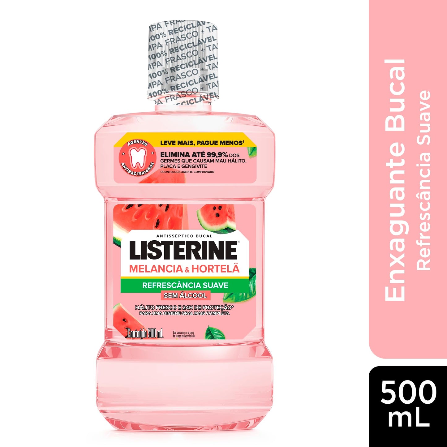 LISTERINE® Melancia & Hortelã Enxaguante Bucal Sem Álcool, 500mL