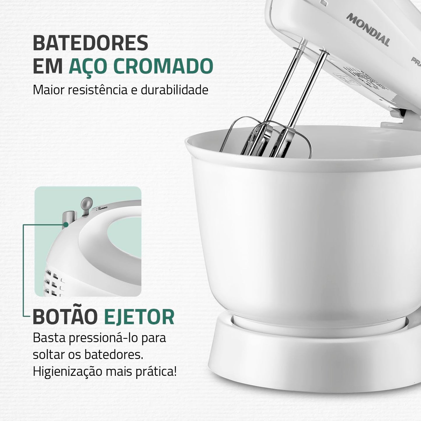 Batedeira Prática, Mondial, Branco, 400W, 110V - B-44-W