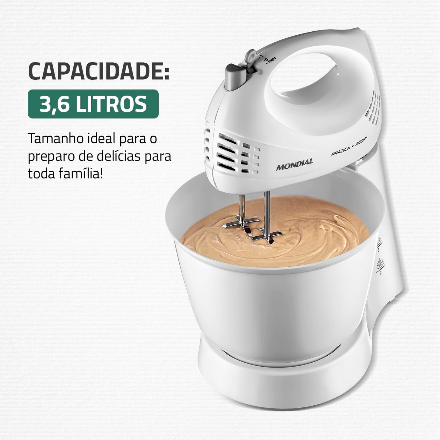 Batedeira Prática, Mondial, Branco, 400W, 110V - B-44-W