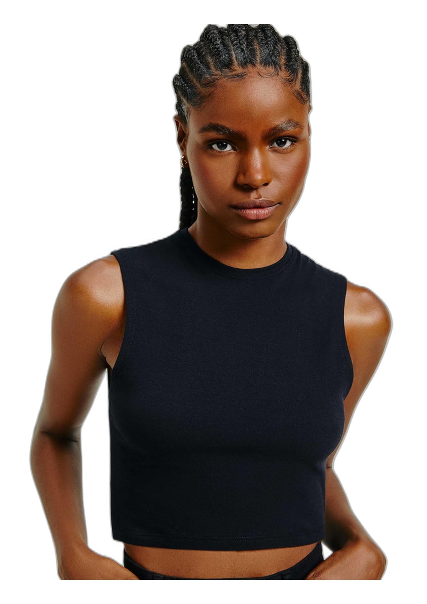 Regata Feminina Cropped Em Malha Com Elastano - Preto P