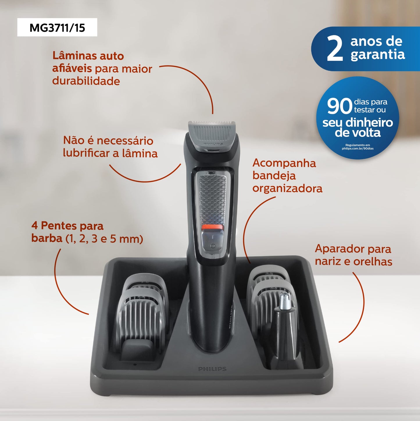 Aparador de Pelos Philips MG3711/15 Multigroom Bivolt