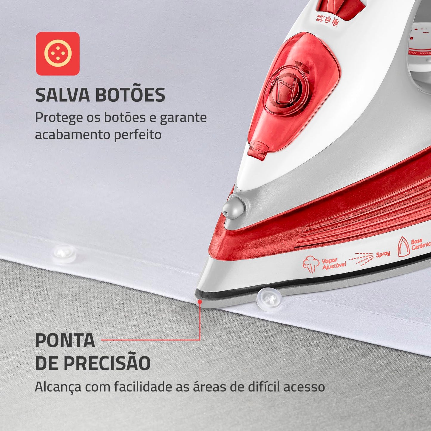 Ferro a Vapor, Mondial, Branco/Coral, 1200W, 110V - FVN-01-O