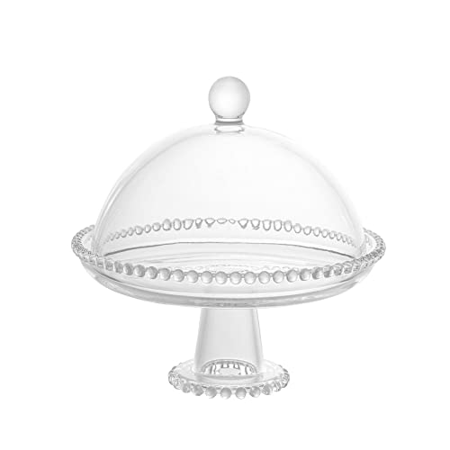 Wolff Pearl Prato com Pé e Tampa de Cristal, Transparente, 20 x 18 cm