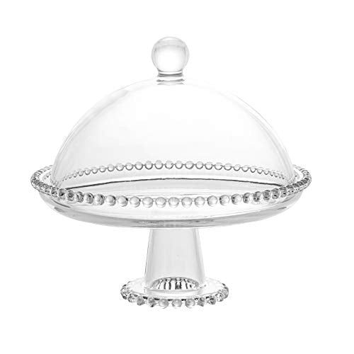 Wolff Pearl Prato com Pé e Tampa de Cristal, Transparente, 20 x 18 cm