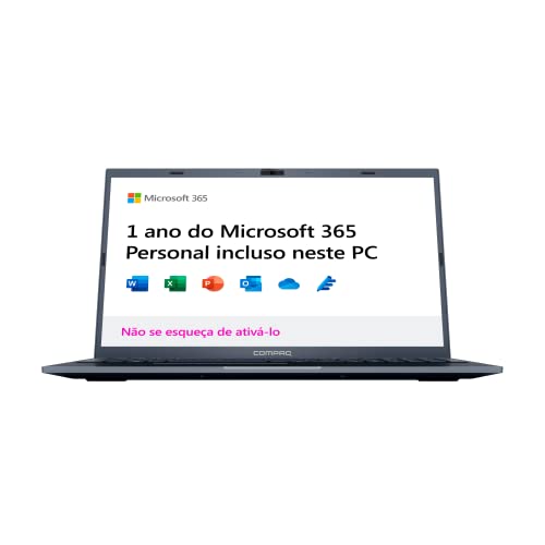 Notebook Compaq Presario 5112 Snapdragon™ 7C 4GB 128GB UFS 15,6”, 15H de Bateria, Windows 11, Azul Escuro - 2 ANOS DE GARANTIA DE FÁBRICA