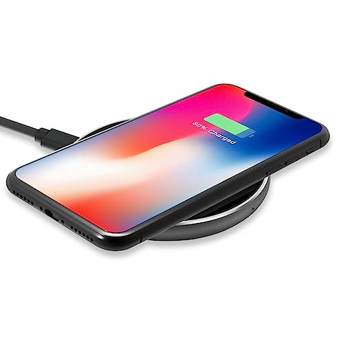 Geonav Carregador por Indução de mesa 10W, vidro, carregamento rápido, compatível com aparelhos Android e iPhones com padrão Qi, QI10WG, Preto