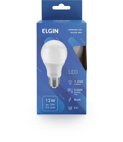Lâmpada Bulbo LED A60 9W 6500K Elgin Caixa com 10 unidades Bivolt Luz Branca Fria