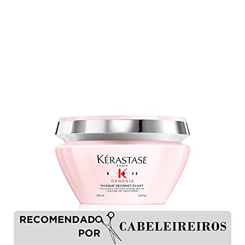 Kérastase Máscara Genesis Masque Reconstituant, Cabelos com queda, Cabelo grossos, Prevenção da queda, Flor de Edelweiss, Raiz de gengibre, 200 ml
