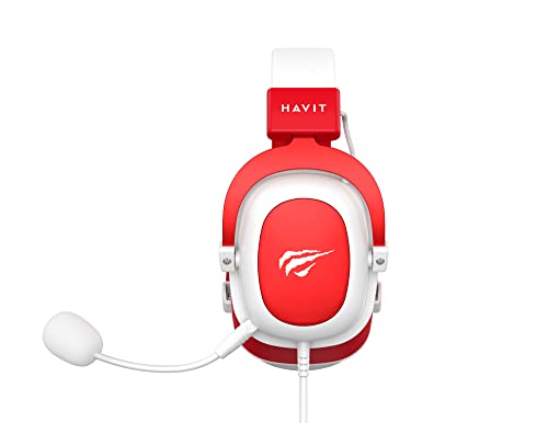 Headphone Fone de Ouvido Havit HV-H2002d Red, Gamer, com Microfone, Falante 53mm, Plug 3, 5mm: compatível com XBOX ONE e PS4, HAVIT, HV-H2002d Cor Vermelho e Branco