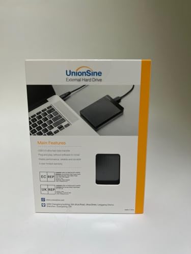 HD Externo Portátil 320GB UnionSine Disco Rígido compatível Mac/Pc/Notebook/PS4 - USB 3.0-HD2510(Preto )