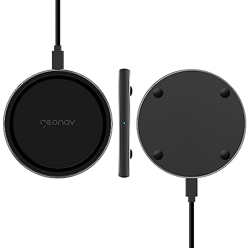 Geonav Carregador por Indução de mesa 10W, vidro, carregamento rápido, compatível com aparelhos Android e iPhones com padrão Qi, QI10WG, Preto