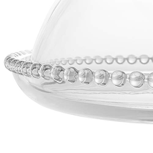 Wolff Pearl Prato com Pé e Tampa de Cristal, Transparente, 20 x 18 cm