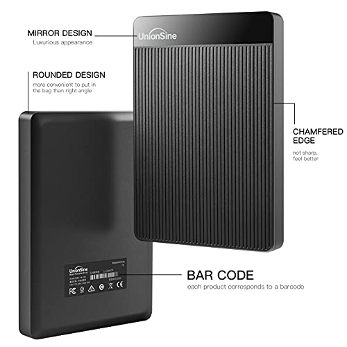 HD Externo Portátil 320GB UnionSine Disco Rígido compatível Mac/Pc/Notebook/PS4 - USB 3.0-HD2510(Preto )