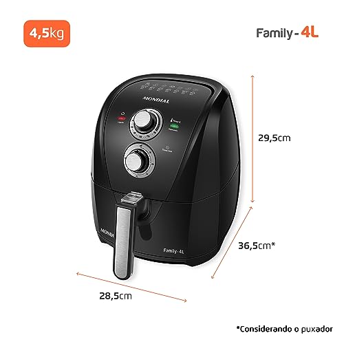 Fritadeira Sem Óleo Air Fryer 4L, Mondial, Preto/Prata, 1500W, 110V - AFN-40-BFS