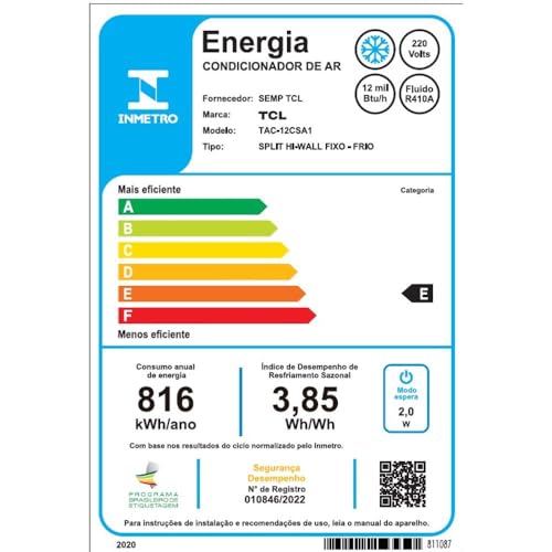 Ar Condicionado Split Convencional 12000 Btus Frio Mod 01 Tcl 220v