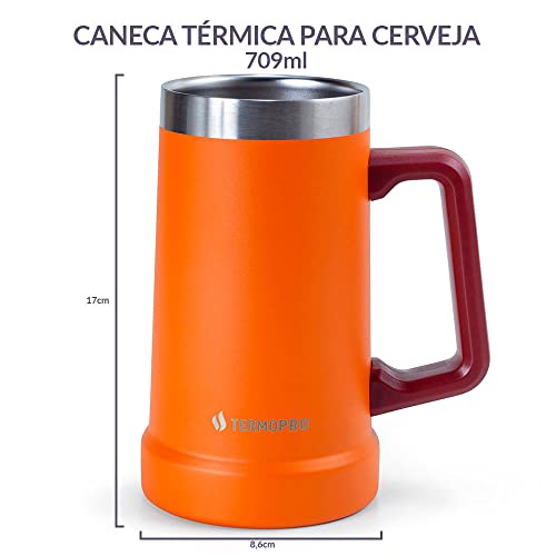 Caneca Térmica para Cerveja Laranja 709 Ml Termopro