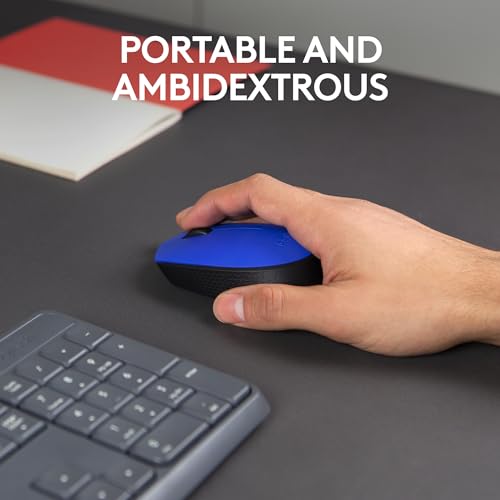 Mouse sem fio Logitech M170 com Design Ambidestro Compacto, Conexão USB e Pilha Inclusa - Azul