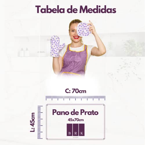 Kit 05 Pano de Prato Atoalhado Para Cozinha Felpudo Premium Gourmet 45x70cm 370g/m² 100% Algodão - Sortido