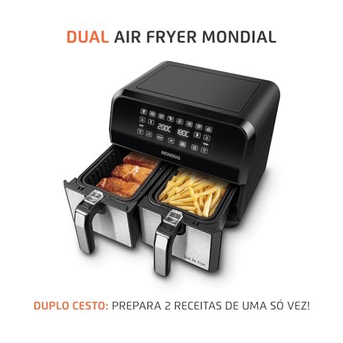 Fritadeira Air Fryer Dual Duplo Cesto 8L, Mondial, 2200W, 110V - AFD-01-BI