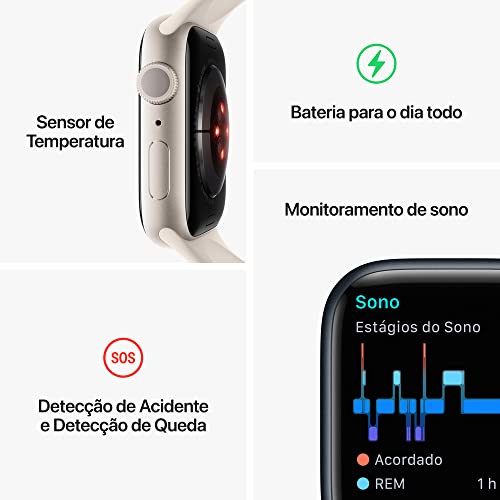 Apple Watch Series 8 (GPS), Smartwatch com caixa (PRODUCT) RED de alumínio – 41 mm • Pulseira esportiva (PRODUCT) RED – Padrão
