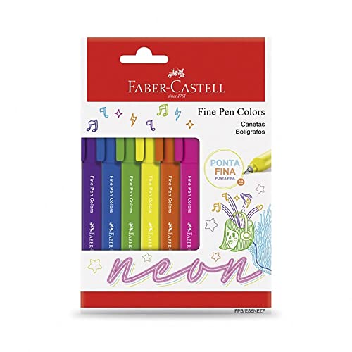 Faber-Castell FINE PEN COLORS - 6 CORES NEON, Modelo:FPB/ES6NEZF