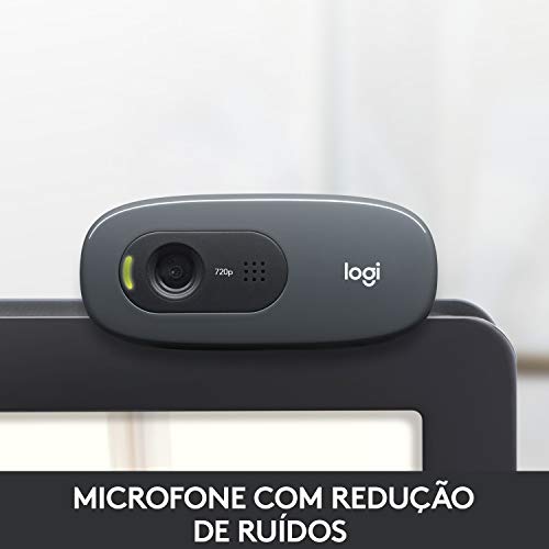 Webcam HD Logitech C270 com Microfone Embutido e 3 MP para Chamadas e Gravações em Vídeo Widescreen