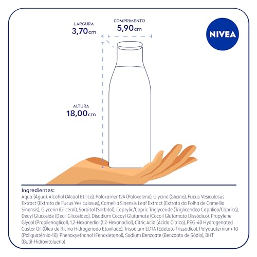 NIVEA Água Micelar Solução de Limpeza Facial 7 em 1 Efeito Matte 200ml - Fórmula poderosa com efeito matte que oferece 7 benefícios: limpa, hidrata, suaviza, tonifica, demaquila, acalma e refresca